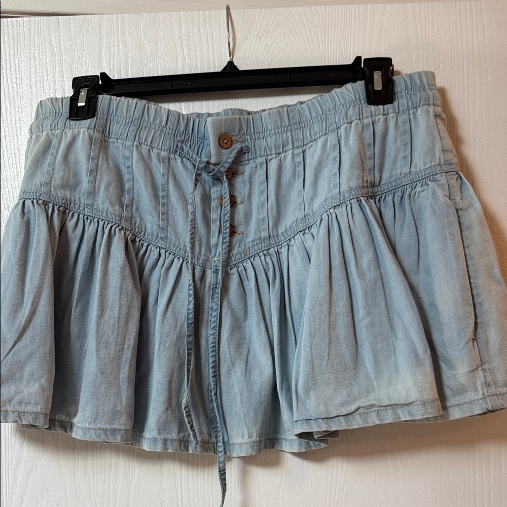 NWOT FREE PEOPLE We the Free ROSELLE DENIM MINI SKIRT XL